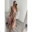 Šaty carmen dlhé na ramienka elegantné saténové dámske (S/M ONE SIZE) TALIANSKA MÓDA IMPBB22B22735/DR - ružová marhuľová - S/M