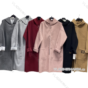 Kabát na zips s kapucňou dlhý rukáv dámske nadrozmer (XL/2XL ONE SIZE) TALIANSKA MÓDA IMC22767