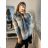 Kabát vlněný krátký dlouhý rukáv dámský (S/L ONE SIZE oversize) ITALSKÁ MÓDA IMM21239a/DR M / L modrá