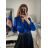 Body alá blúzka elegantný saténové  dlhý rukáv dámske (S/M ONE SIZE) TALIANSKA MÓDA IMM22LS17519/DR čierna S/M