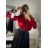 Body alá blúzka elegantný saténové  dlhý rukáv dámske (S/M ONE SIZE) TALIANSKA MÓDA IMM22LS17519/DR čierna S/M