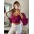 Top dlhý rukáv saténový  dámsky (S/M ONE SIZE) TALIANSKA MÓDA IMM22LS17258/DR fialová S/M