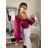 Top dlhý rukáv saténový  dámsky (S/M ONE SIZE) TALIANSKA MÓDA IMM22LS17258/DR fialová S/M