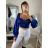Top dlhý rukáv saténový  dámsky (S/M ONE SIZE) TALIANSKA MÓDA IMM22LS17258/DR fialová S/M