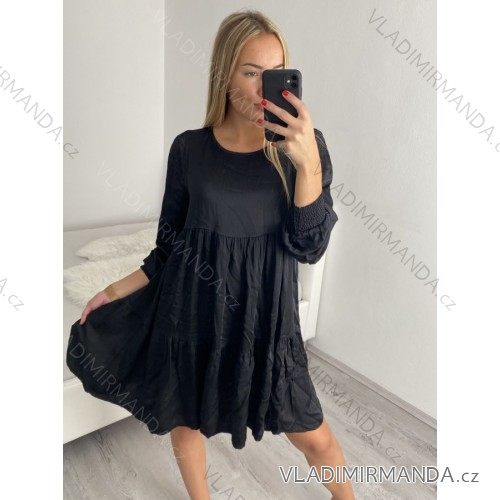 Šaty dlhý rukáv dámske (S/M ONE SIZE) TALIANSKA MÓDA IMPBR22A3791-R9/DR čierna S/M