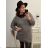 Šaty pletené alá sveter predĺžený dlhý rukáv dámske nadrozměr (3XL/4XL ONE SIZE) TALIANSKÁ MÓDA IM4212669 staroružová