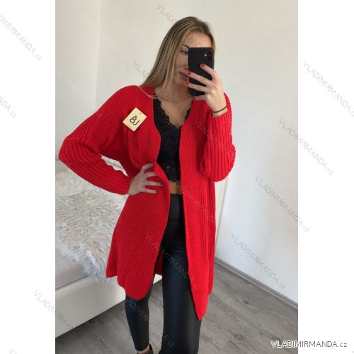 Cardigan pletený dlouhý rukáv dámský (S/M/L ONE SIZE) ITALSKÁ MÓDA IM4211865/DR M / L staroružová