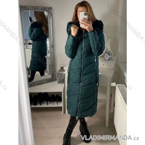 Kabát zimný dámsky (S-2XL) POĽSKÁ MÓDA HKW22R8075 smaragdová M