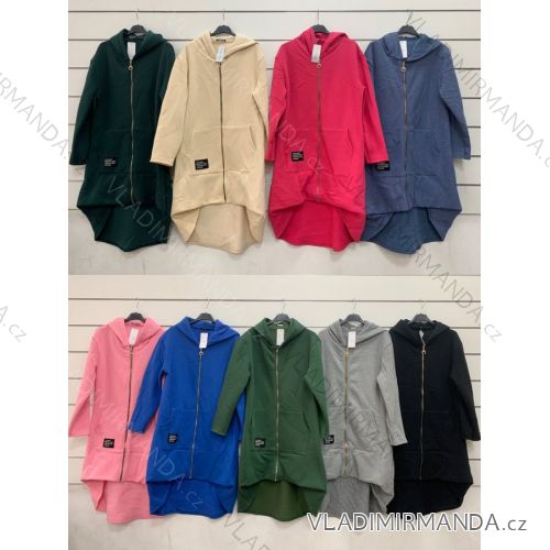 Mikina teplá predĺžená na zips dlhý rukáv dámska (S/M ONE SIZE) TALIANSKA MÓDA IMWY22235