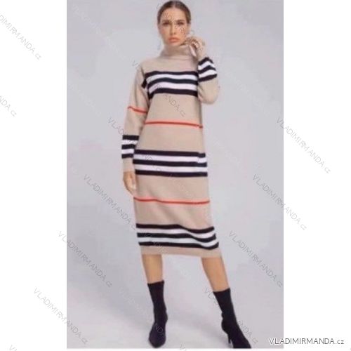 Šaty úpletové s rolákom dlhý rukáv dámske (S/M ONE SIZE) TALIANSKA MÓDA IMWY22249