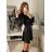 Šaty krátke košeľové saténové  dlhý rukáv dámske (S/M ONE SIZE) TALIANSKA MÓDA IMM22LS25366/DR hnedá S/M