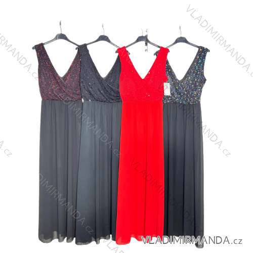 Šaty dlhé elegantné spoločenské na široké ramienka dámske (S/M ONE SIZE) TALIANSKA MóDA IM4221092