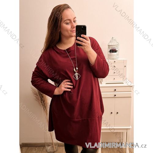 Šaty flaušové dlhý rukáv dámske nadrozmer (2XL/3XL/4XL ONE SIZE) TALIANSKA MóDA IM422JANOV