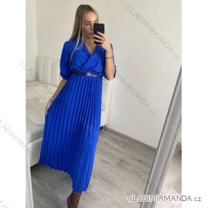 Šaty dlhé elegantné s opaskom dlhý rukáv dámske (S/M ONE SIZE) TALIANSKA MÓDA IMWKK223392