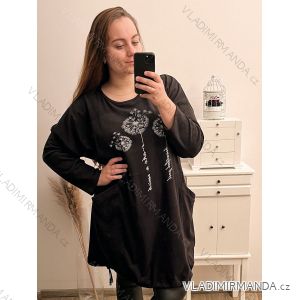 Šaty flaušové dlhý rukáv dámske nadrozmer (2XL/3XL/4XL ONE SIZE) TALIANSKA MóDA IM422RAVENA/DR