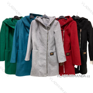 Kabát flaušový na zips dlhý rukáv dámsky (M-2XL) TALIANSKA MÓDA IMC22889