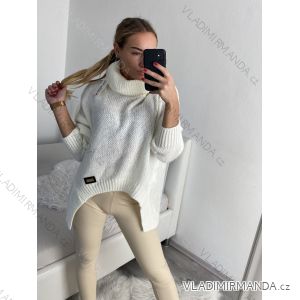 Sveter pletený oversize s rolákom dlhý rukáv dámsky (S/M/L ONE SIZE) TALIANSKA MÓDA IMWC223673