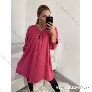 Šaty zamatové so zipsom dlhý rukáv dámske nadrozmer (XL/2XL/3XL ONE SIZE) TALIANSKA MóDA IM4221270/DR