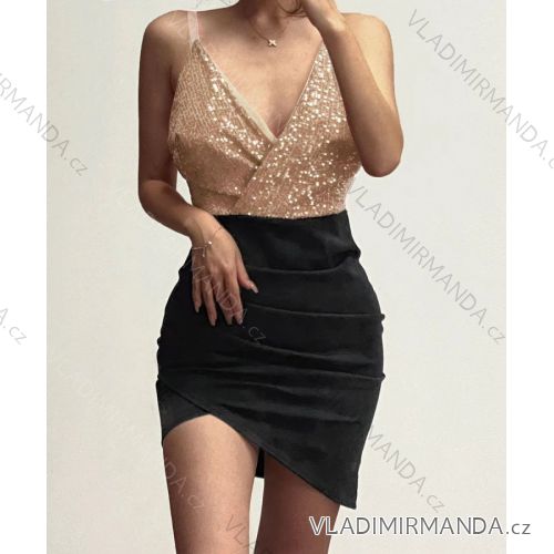 Šaty elegantné trblietavé na ramienka dámske (S/M ONE SIZE) TALIANSKA MÓDA IMWDD223931