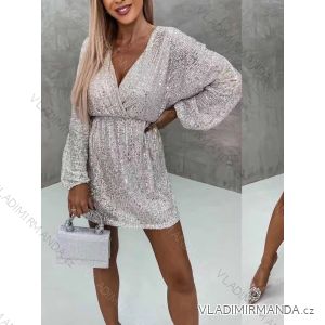 Šaty elegantné trblietavé dlhý rukáv dámske (S/M ONE SIZE) TALIANSKA MÓDA IMWE223968