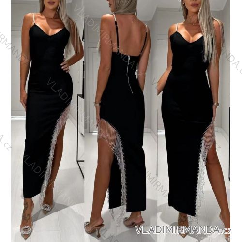 Šaty dlhé elegantné plesové na ramienka dámske (S/M ONE SIZE) TALIANSKA MÓDA IMWE223984