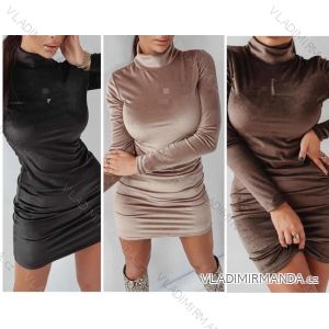 Šaty elegantné zamatové dlhý rukáv dámske (S/M ONE SIZE) TALIANSKA MÓDA IMWE223989