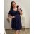 Šaty spoločenské elegantné šifónové krátky rukáv dámske nadrozmer (XL/2XL ONE SIZE) TALIANSKA MÓDA IMM22ZO9013/DUR XL/2XL kráľovská modrá