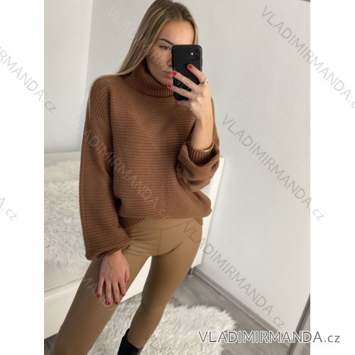 Sveter úpletový oversize s rolákom dlhý rukáv dámsky (S/M/L ONE SIZE) TALIANSKA MóDA IM4221262