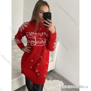 Šaty pletené/sveter predĺžený dlhý rukáv dámsky vianočný (S/M/L ONE SIZE) TALIANSKA MÓDA IMM22vn22958