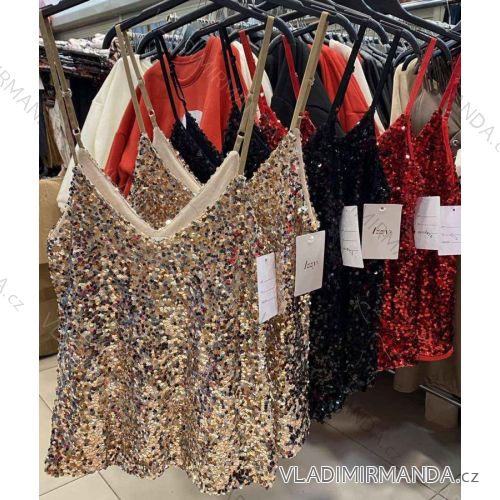 Top trblietavý s flitrami na ramienka dámsky (S/M ONE SIZE) TALIANSKA MÓDA IMWE224062
