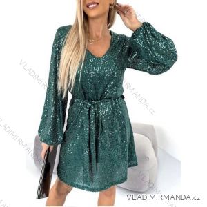 Šaty elegantné trblietavé s flitrami dlhý rukáv dámske (S/M ONE SIZE) TALIANSKA MóDA IMM22UN6398