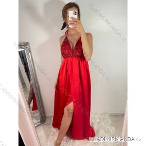 Šaty dlhé elegantné s flitrami na ramienka dámske (S/M ONE SIZE) TALIANSKA MÓDA IMWD223775/UL