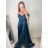 Šaty carmen dlhé na ramienka elegantné saténové dámske (S/M ONE SIZE) TALIANSKA MÓDA IMPBB22B22735/DR - ružová marhuľová - S/M