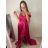 Šaty carmen dlhé na ramienka elegantné saténové dámske (S/M ONE SIZE) TALIANSKA MÓDA IMPBB22B22735/DR - ružová marhuľová - S/M