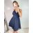 Šaty šifónové elegantné krátke na ramienka dámske (S/M ONE SIZE) TALIANSKA MóDA IM922BONA/DR kráľovská modrá