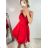 Šaty šifónové elegantné krátke na ramienka dámske (S/M ONE SIZE) TALIANSKA MóDA IM922BONA/DR kráľovská modrá