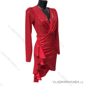 Šaty elegantné trblietavé dlhý rukáv dámske (S/M ONE SIZE) TALIANSKA MóDA IMM22EL4116
