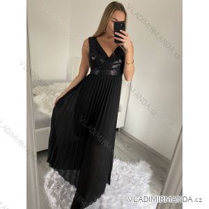 Šaty dlhé elegantné trblietavé na ramienka dámske (S/M ONE SIZE) TALIANSKA MÓDA IMWA224069