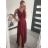 Šaty elegantné spoločenské dlhé na ramienka dámske (XS/S/M/L ONE SIZE) TALIANSKA MÓDA IM322045/DR