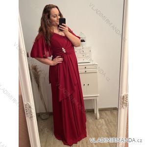 Šaty elegantné dlhé krátky rukáv dámske nadrozmer (XL/2XL ONE SIZE) TALIANSKA MÓDA IMPSH2280302/DU