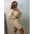 Šaty elegantné úpletové dlhý rukáv dámske (S/M ONE SIZE) TALIANSKA MÓDA IMPBB22Y22966/DU S/M červená