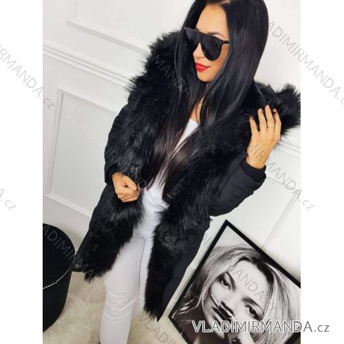Kabát zimné parka s kožušinkou dámska (s-m-l) K-ZELL FASHION KZE228035BK čierna L
