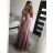 Šaty elegantné bez rukávov dlhé plesové dámske (S/M ONE SIZE) TALIANSKA MÓDA IMM22ZQL-60025/DU   lososová
   S/M