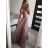 Šaty elegantné bez rukávov dlhé plesové dámske (S/M ONE SIZE) TALIANSKA MÓDA IMM22ZQL-60025/DU   lososová
   S/M