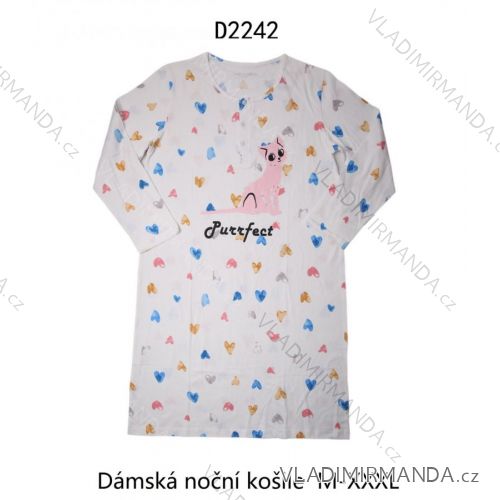 Košele nočné bavlnená dlhý rukáv dámska (M-3XL) WOLF D2242