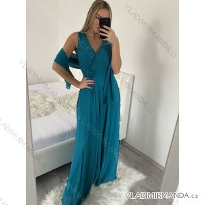 Šaty spoločenské elegantné plesové dlhé na ramienka dámske (L/XL ONE SIZE) TALIANSKA MÓDA IMM231878hk