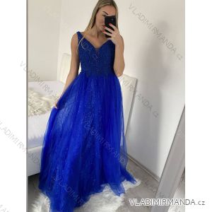 Šaty spoločenské elegantné plesové dlhé na ramienka dámske (S/M ONE SIZE) TALIANSKA MÓDA IMM2361101pl