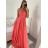 Šaty elegantné bez rukávov dlhé plesové dámske (S/M ONE SIZE) TALIANSKA MÓDA IMM22ZQL-60025/DU   lososová
   S/M