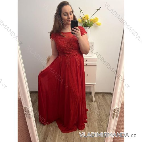 Šaty dlhé spoločenské elegantné letné bez rukávu dámske nadrozmer (XL/2XL ONE SIZE) TALIANSKA MÓDA IMPSH22CLARA