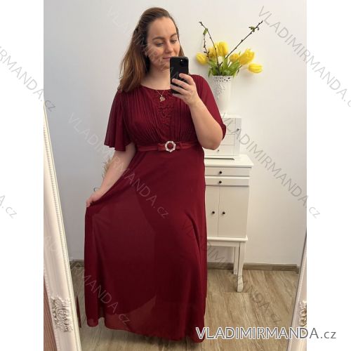 Šaty spoločenské elegantné plesové krátky rukáv dámske nadrozmer (XL/2XL ONE SIZE) TALIANSKA MÓDA IMM239016ZO